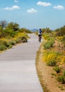 Mountain Biker on Paved Path in Scottsdale Arizona Royalty Free Stock Photo