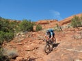 Mountain biker in the red rocks, Sedona, USA Royalty Free Stock Photo