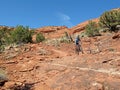 Mountain biker in the red rocks, Sedona, USA Royalty Free Stock Photo