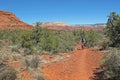 Mountain biker in the red rocks, Sedona, USA Royalty Free Stock Photo