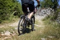 Mountain biker ride on a back-country