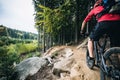 Mountain biker riding cycling in autumn forest Royalty Free Stock Photo