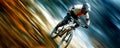 Mountain Biker Speeding Downhill with Motion Blur Royalty Free Stock Photo