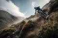 mountain biker taking on steep and challenging terrain