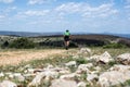 Mountain biker on trail high in the mountains of Spain Royalty Free Stock Photo