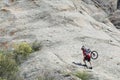 Mountain biker uphill Royalty Free Stock Photo