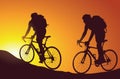 Mountain bikers silhouette