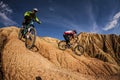 Mountain Bikers in the Spanish Desert Royalty Free Stock Photo