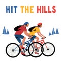 Mountain biking adventure flat color vector poster