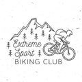 Mountain biking club. Vector illustration. Concept for shirt or logo, print, stamp or tee. Vintage line art design with Royalty Free Stock Photo