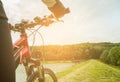 Mountain biking down hill descending fast. Royalty Free Stock Photo