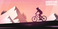 Mountain biking. Downhill bike. Sport banner, active lifestyle. Vector illustration.