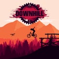 Mountain biking. Downhill, freeride, extreme sport. Mountain Biker Silhouette.