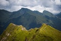 Mountain Biking a ridge-line in the French Alps Royalty Free Stock Photo