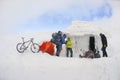 Mountain biking on Goverla in the New Year Royalty Free Stock Photo