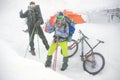 Mountain biking on Goverla in the New Year Royalty Free Stock Photo