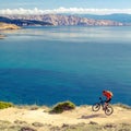 Mountain biking at the seaside bike trail Royalty Free Stock Photo