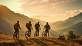 Mountain Biking Vacation With Hikers At Sunset