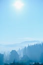 Mountain blue gradient landscape panorama twilight in mountains