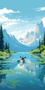 Mountain And Boat: A Whistlerian Adventure In Digital Illustration