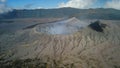 Mountain Bromo active volcano crater in East Jawa, Indonesia. Top view from drone fly Royalty Free Stock Photo