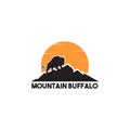 Mountain buffalo icon logo design inspiration vector illustration