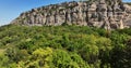 Mountain bulgarian landscape of Madara horseman and rock plateau, Shumen, Bulgaria. Wonderful rocks