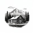 Mountain Cabin By The Lake: Golden Age Illustration Style