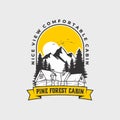 Mountain cabin pine forest badge logo