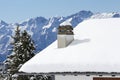 Mountain cabin submerged by snow Royalty Free Stock Photo