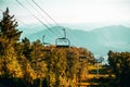 Cableway in Altay mountains with hills in background Royalty Free Stock Photo