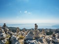Mountain cairn at Sveti Jure mountaintop, Biokovo mountain, Croatia