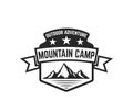 Mountain camp emblem template. Design element for logo, label, emblem, sign. Royalty Free Stock Photo