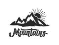 Mountain camp emblem template. Design element for logo, label, emblem, sign. Royalty Free Stock Photo