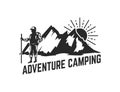 Mountain camp emblem template. Design element for logo, label, emblem, sign. Royalty Free Stock Photo