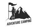 Mountain camp emblem template. Design element for logo, label, emblem, sign. Royalty Free Stock Photo