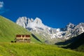 Mountain camp in the beautiful mountain valley of Chauchi Royalty Free Stock Photo