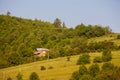 Mountain Carpathian landscape and cloudy morning summer sky. Royalty Free Stock Photo