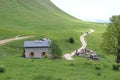 Mountain chalet with solar panels Royalty Free Stock Photo