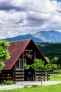 Mountain chalet. summer landscape. Carpathian mountains