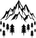 Mountain Christmas Gift and trees jpg image with svg vector cut file for cricut and silhouette