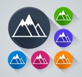 Mountain circle icons with shadow