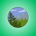 Mountain Circular Logo Badge design vector emblem illustration design template for vacation