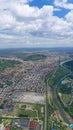 Mountain city, aerial landscape