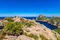 Mountain cliffs landscape of cape Formentor on Majorca, Spain Royalty Free Stock Photo