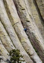Mountain climber on Devils Tower in Wyoming