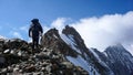 Mountain climber on his way to the summit of Eiger mountain in the Swiss Alps Royalty Free Stock Photo