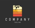 mountain climber logo. isolated with a view hanging over the rocks.