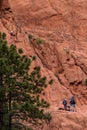 Mountain climber rock climbing at garden of the gods colorado springs rocky mountains