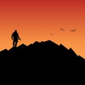Mountain climber silhouette Vector Illustration Hand Drawn